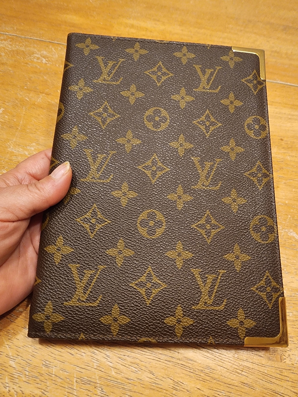 Louis Vuitton Monogram Canvas Notebook Cover in Brown and Gold